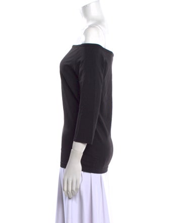Helmut Lang Off-The-Shoulder Three-Quarter Sleeve Top