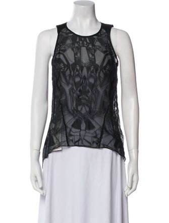 Helmut Lang Lace Pattern Scoop Neck Top