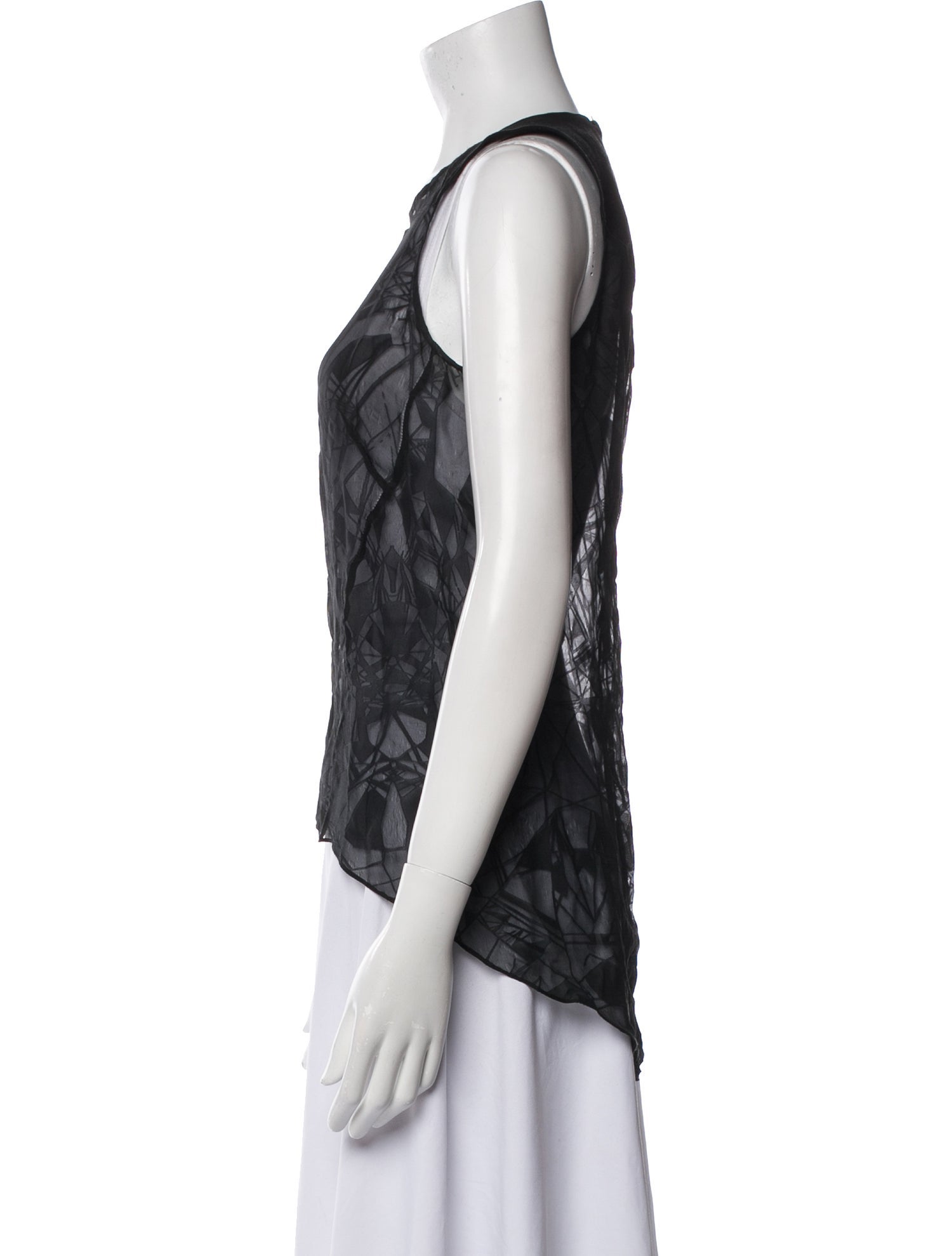 Helmut Lang Lace Pattern Scoop Neck Top