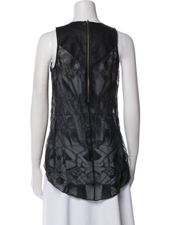 Helmut Lang Lace Pattern Scoop Neck Top