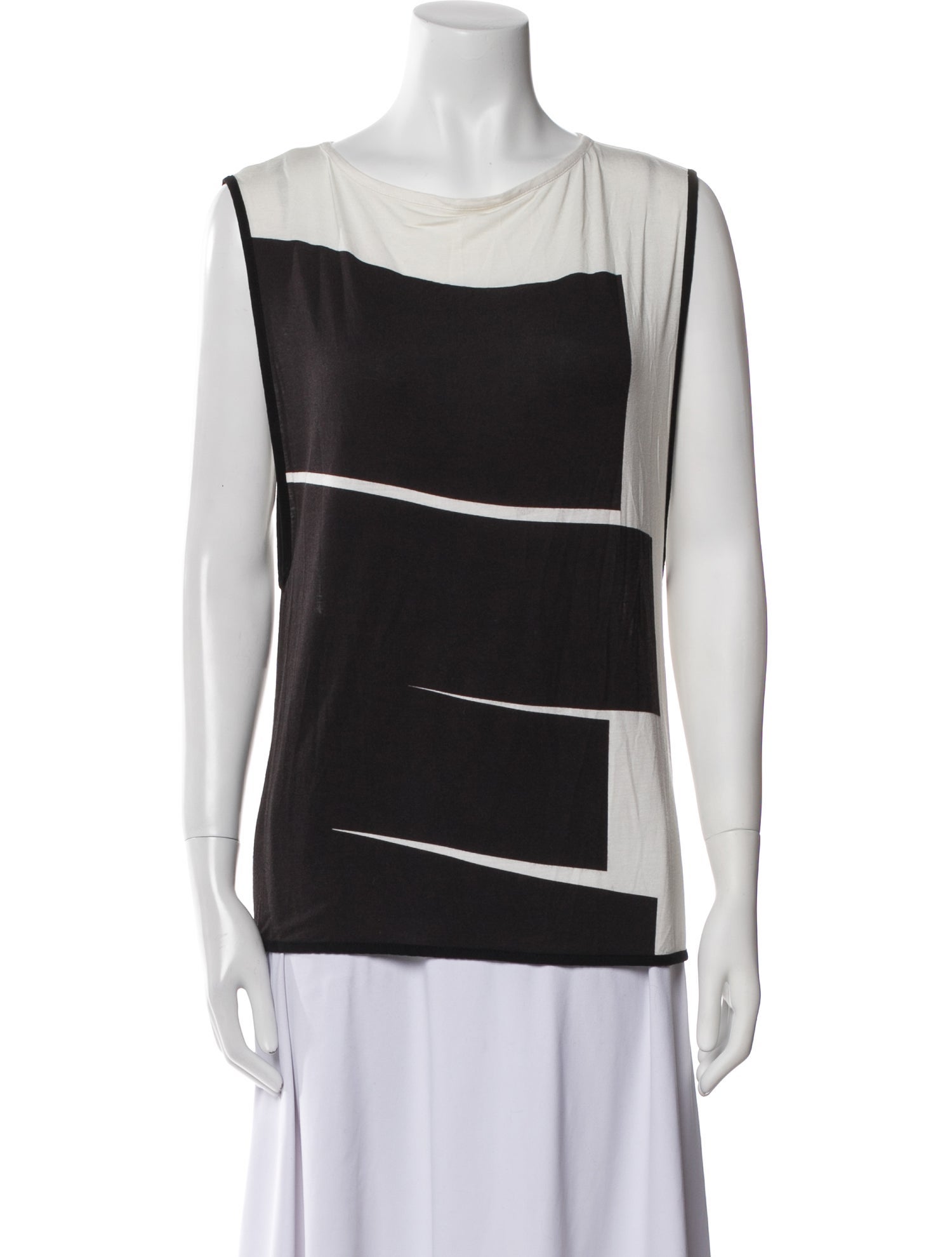 Helmut Lang Graphic Print Bateau Neckline Top