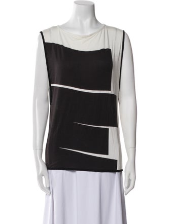Helmut Lang Graphic Print Bateau Neckline Top