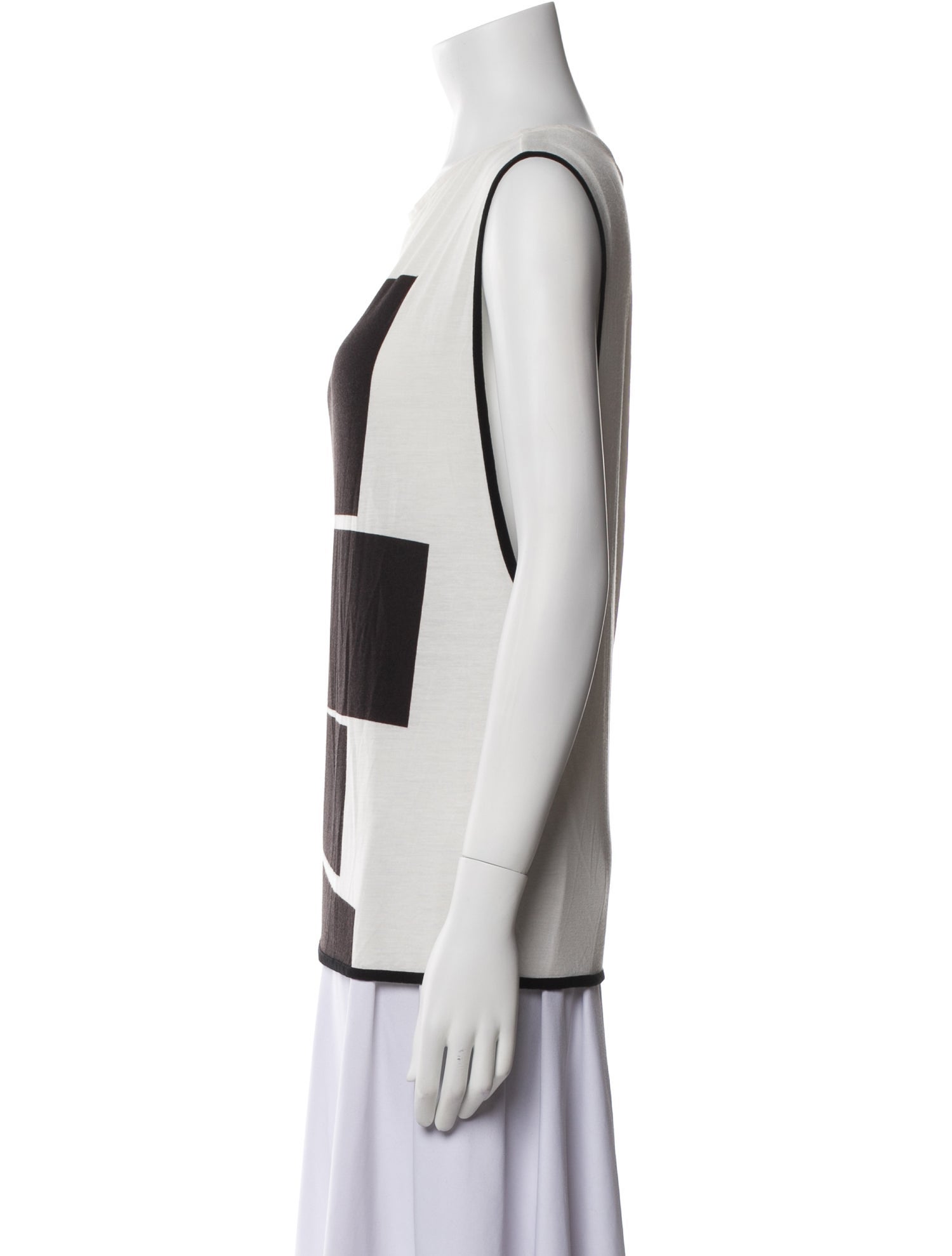 Helmut Lang Graphic Print Bateau Neckline Top