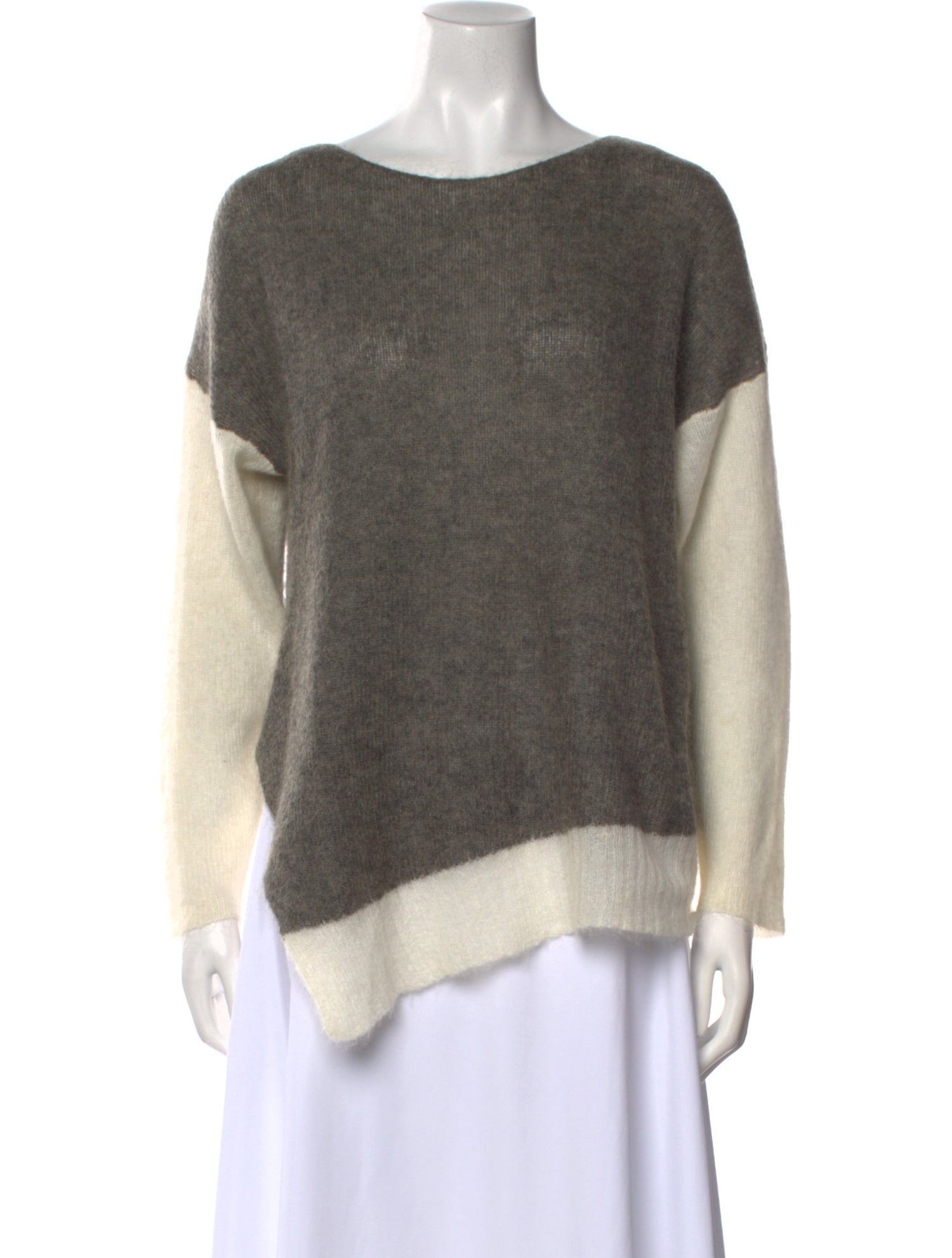 Helmut Lang Colorblock Pattern Bateau Neckline Sweater