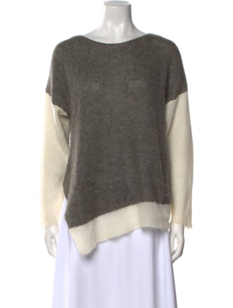 Helmut Lang Colorblock Pattern Bateau Neckline Sweater
