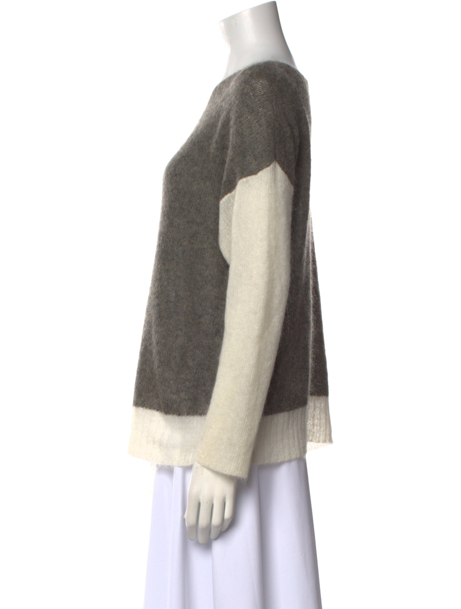 Helmut Lang Colorblock Pattern Bateau Neckline Sweater