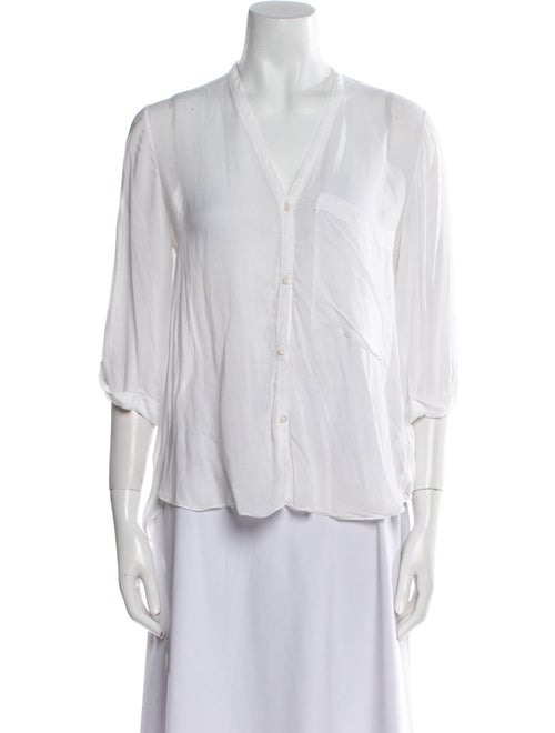Helmut Lang V-Neck Three-Quarter Sleeve Button-Up Top