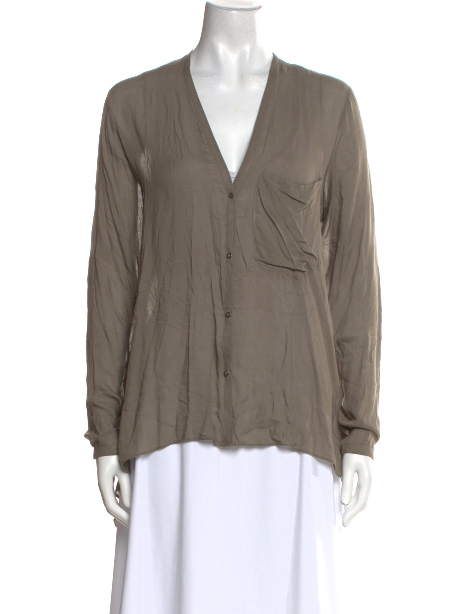 Helmut Lang V-Neck Long Sleeve Blouse
