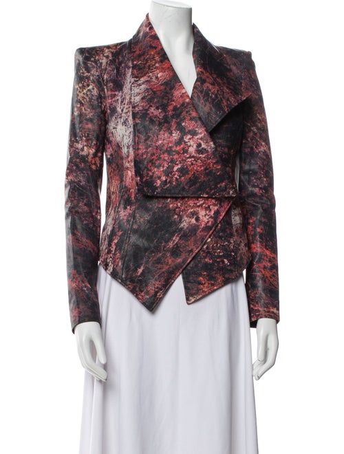 Helmut Lang Leather Floral Print Blazer