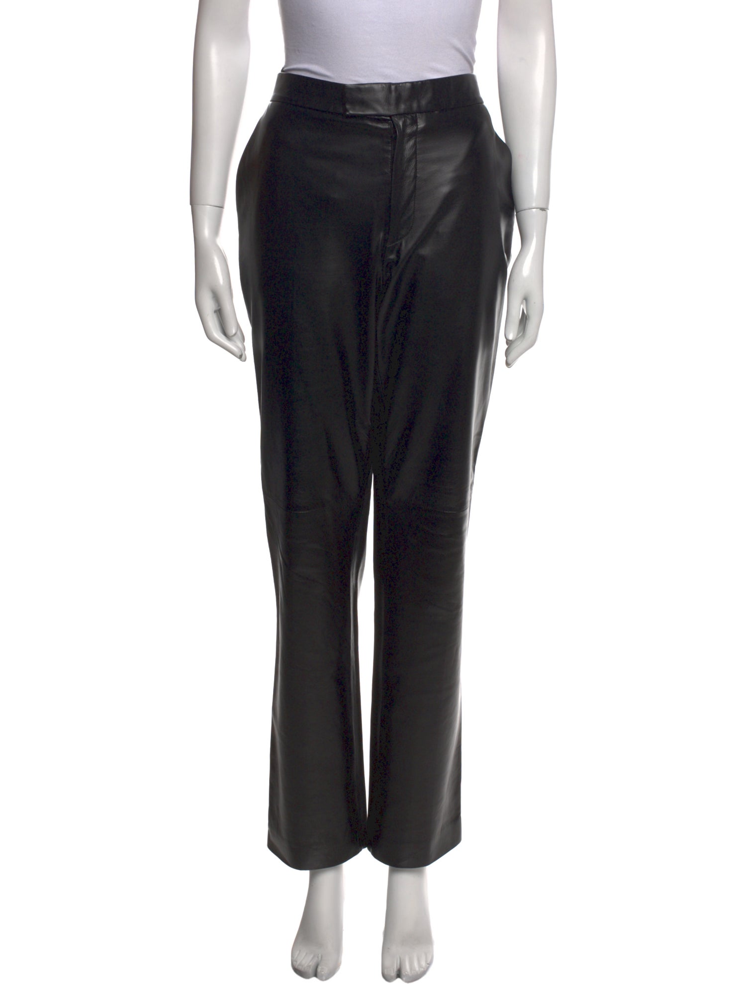 Helmut Lang Calf Leather Straight Leg Pants