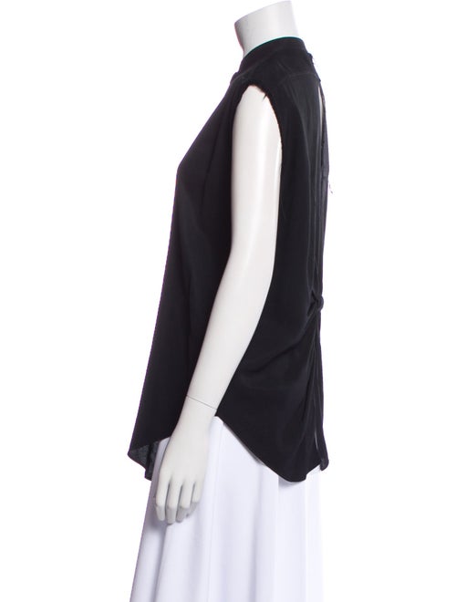 Helmut Lang Mock Neck Sleeveless Button-Up Top