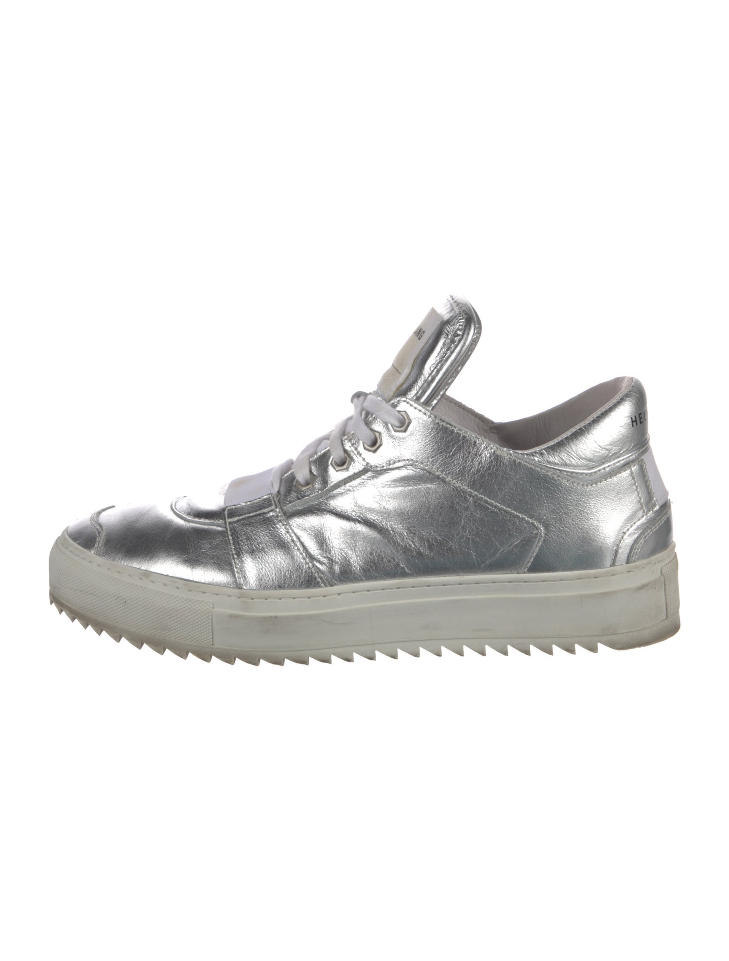Helmut Lang Leather Colorblock Pattern Sneakers