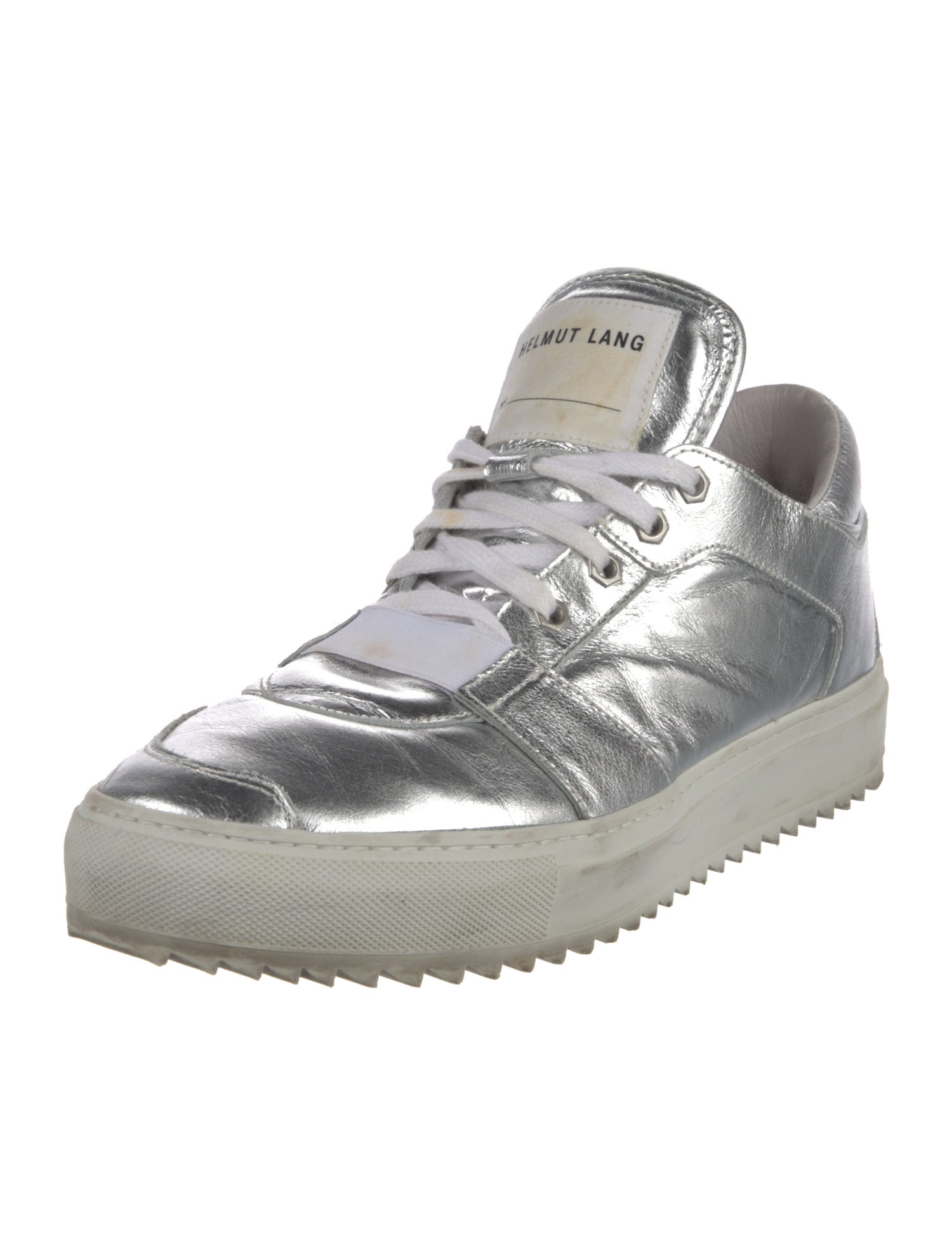 Helmut Lang Leather Colorblock Pattern Sneakers