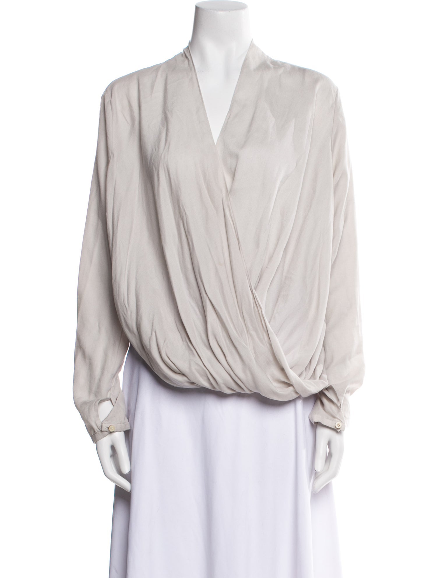 Helmut Lang V-Neck Long Sleeve Blouse