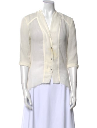 Helmut Lang V-Neck Three-Quarter Sleeve Blouse