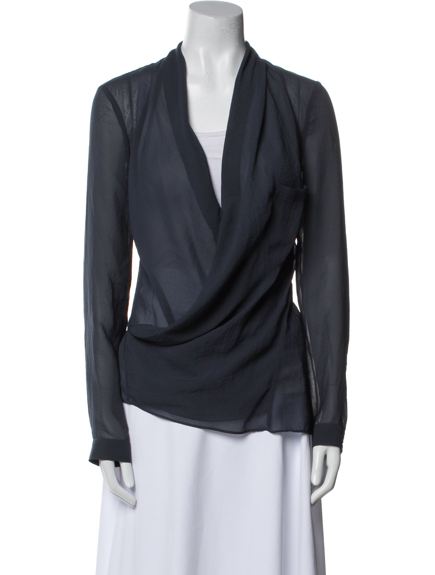 Helmut Lang Cowl Neck Long Sleeve Blouse