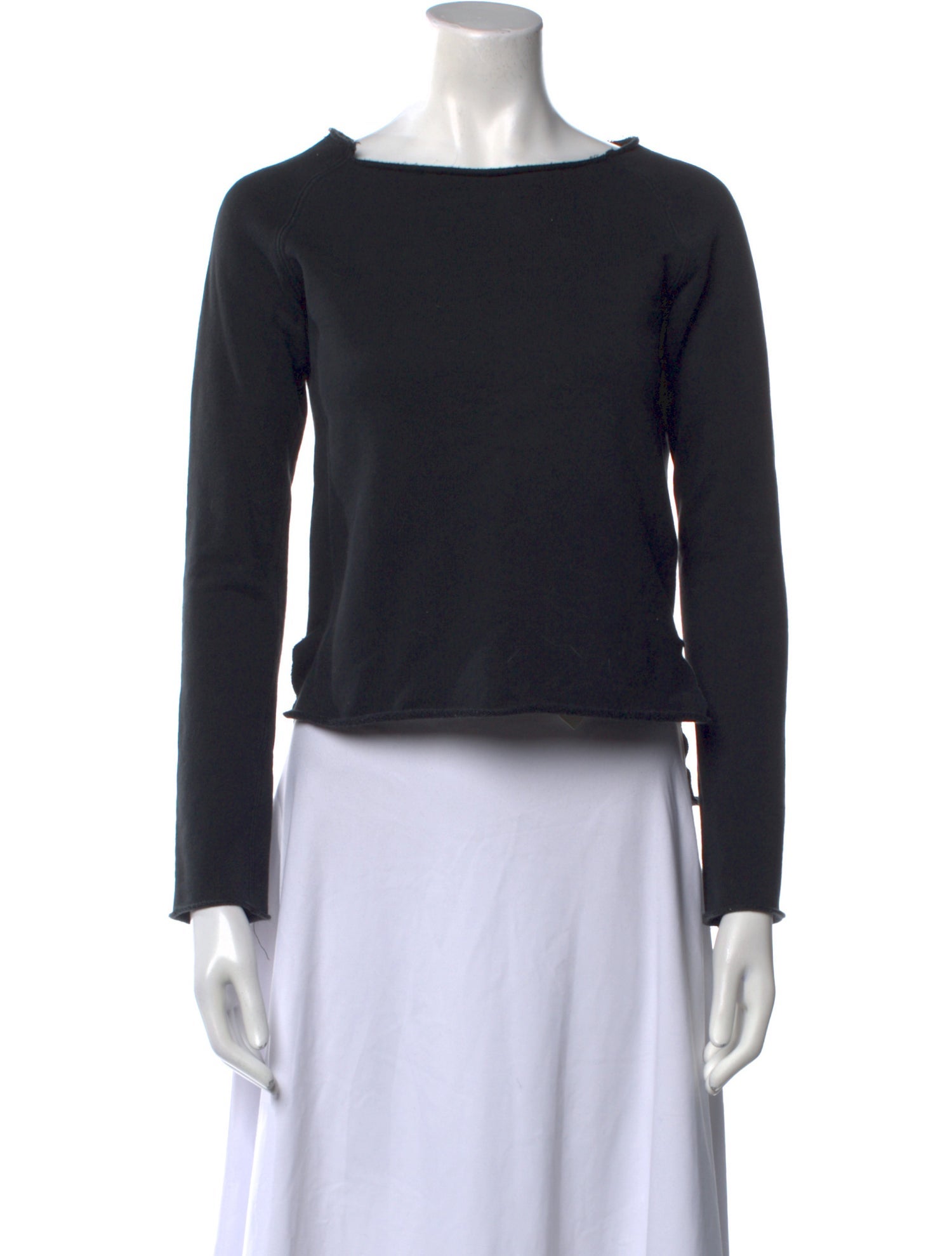 Helmut Lang Bateau Neckline Long Sleeve Crop Top
