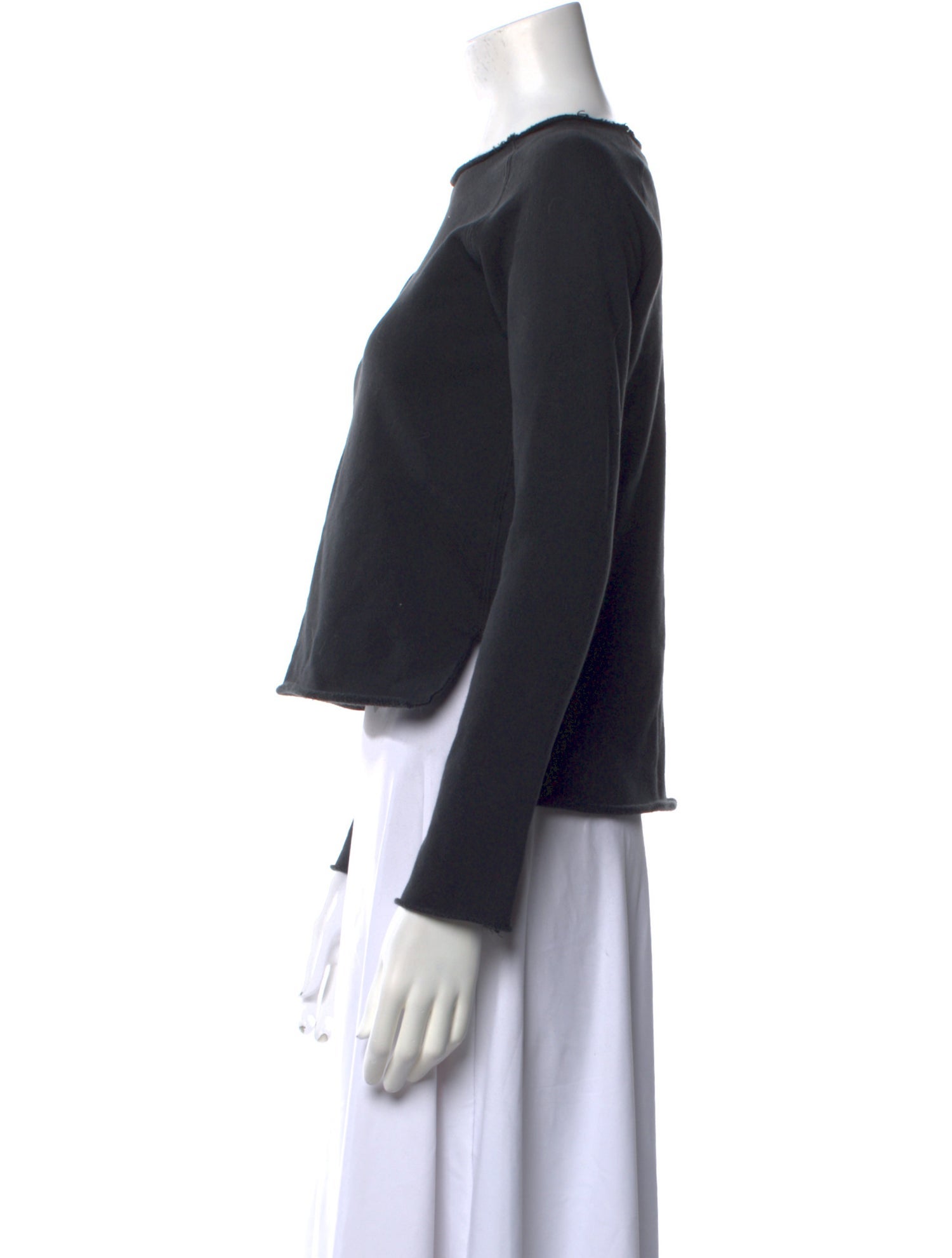 Helmut Lang Bateau Neckline Long Sleeve Crop Top