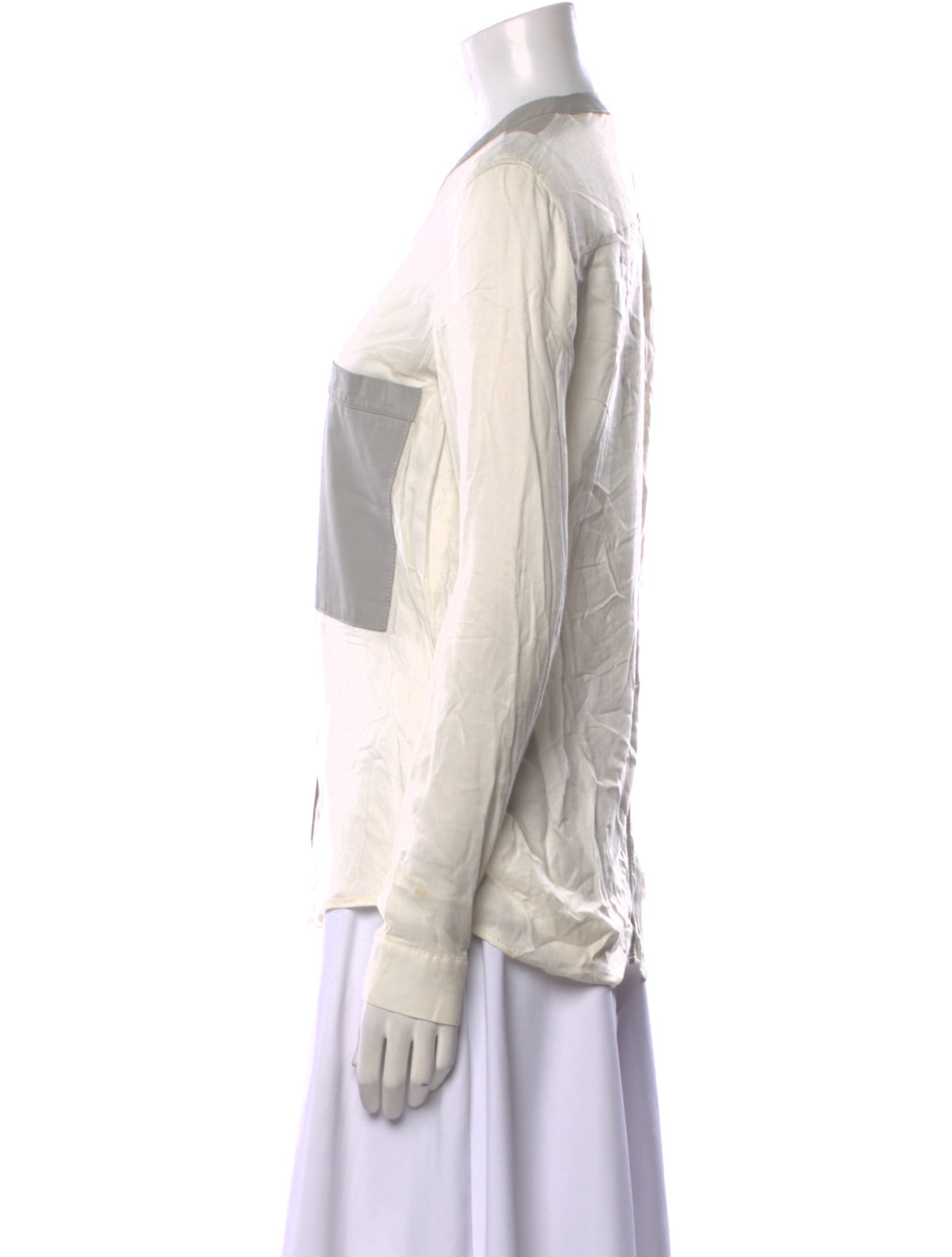 Helmut Lang V-Neck Long Sleeve Button-Up Top