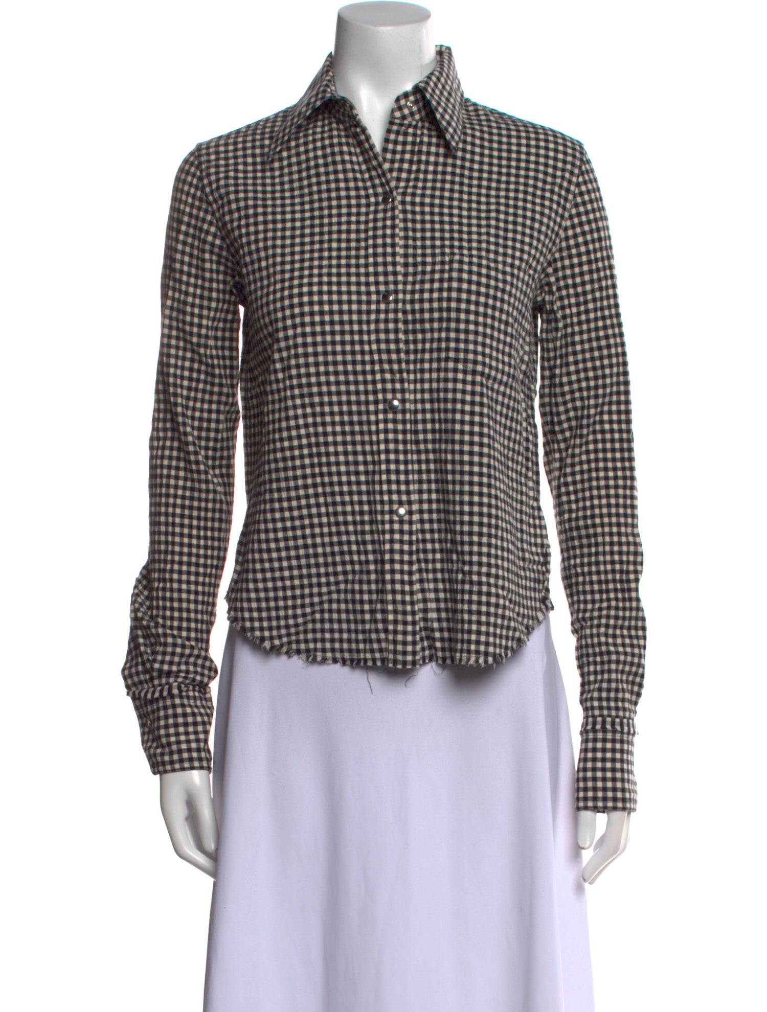 Helmut Lang Plaid Print Long Sleeve Button-Up Top