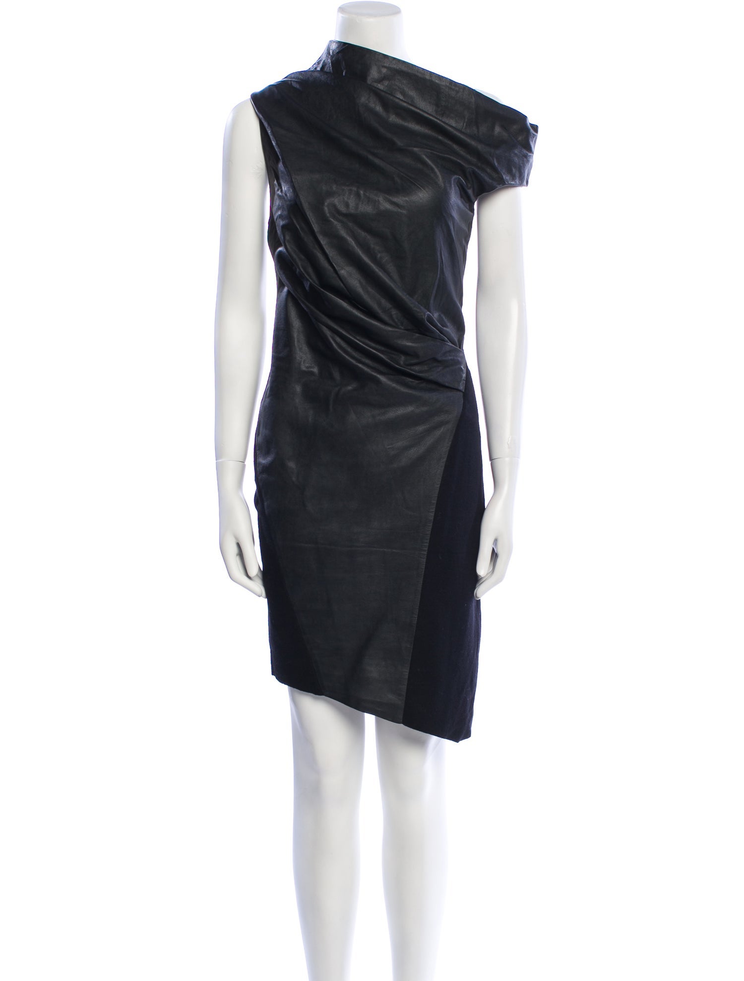 Helmut Lang Leather Knee-Length Dress