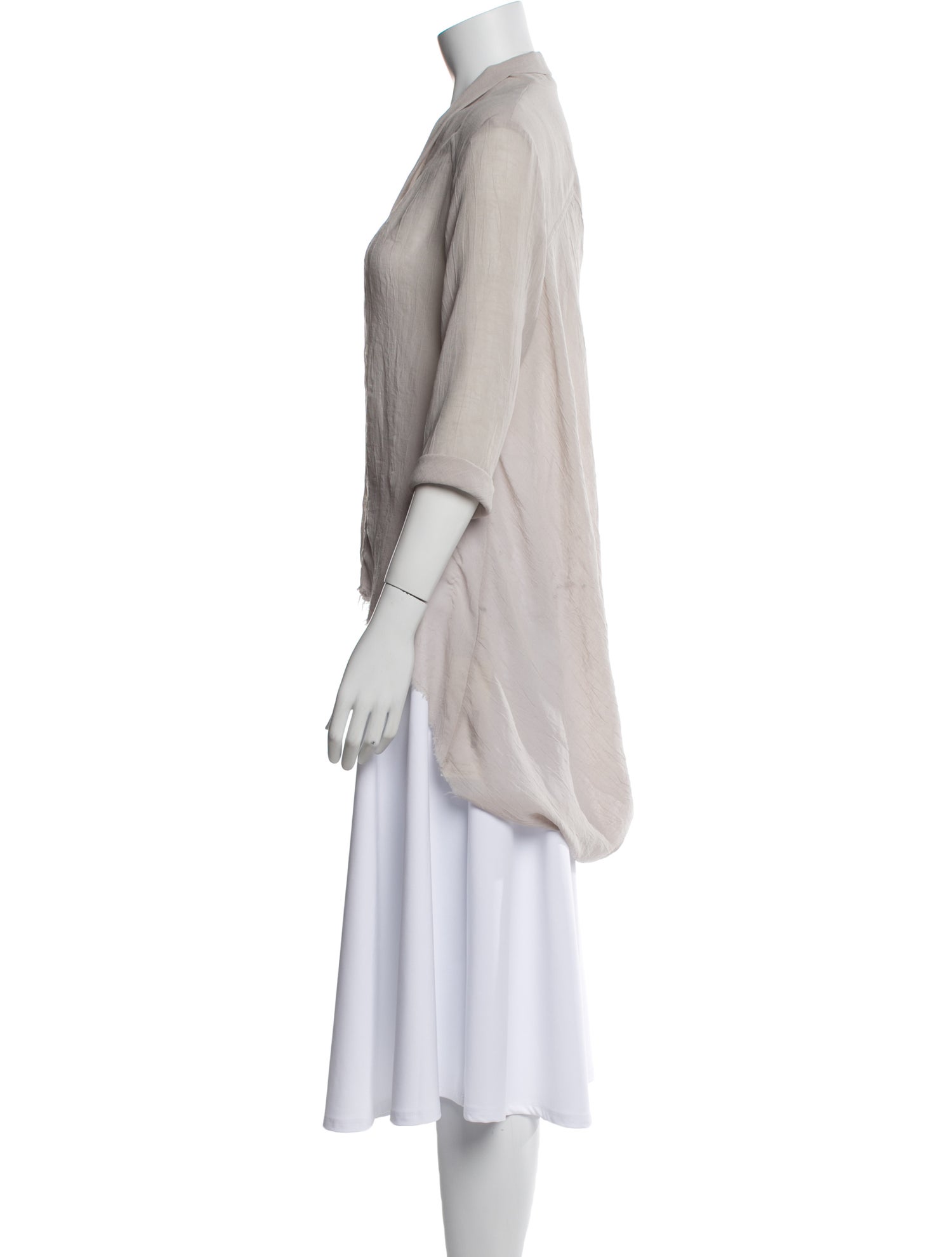 Helmut Lang V-Neck Three-Quarter Sleeve Button-Up Top