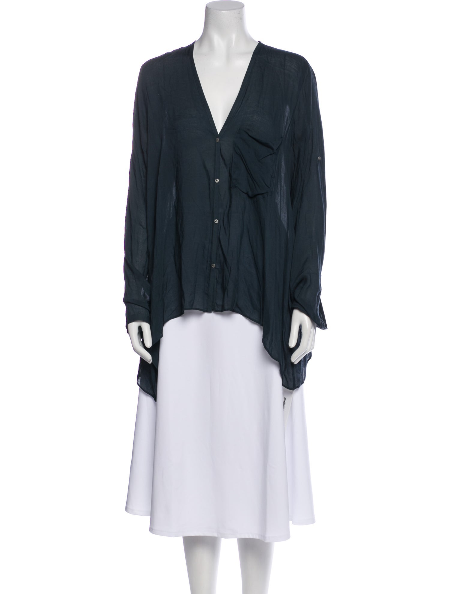 Helmut Lang V-Neck Long Sleeve Blouse