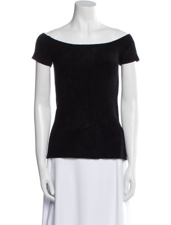 Helmut Lang Off-The-Shoulder Short Sleeve Top