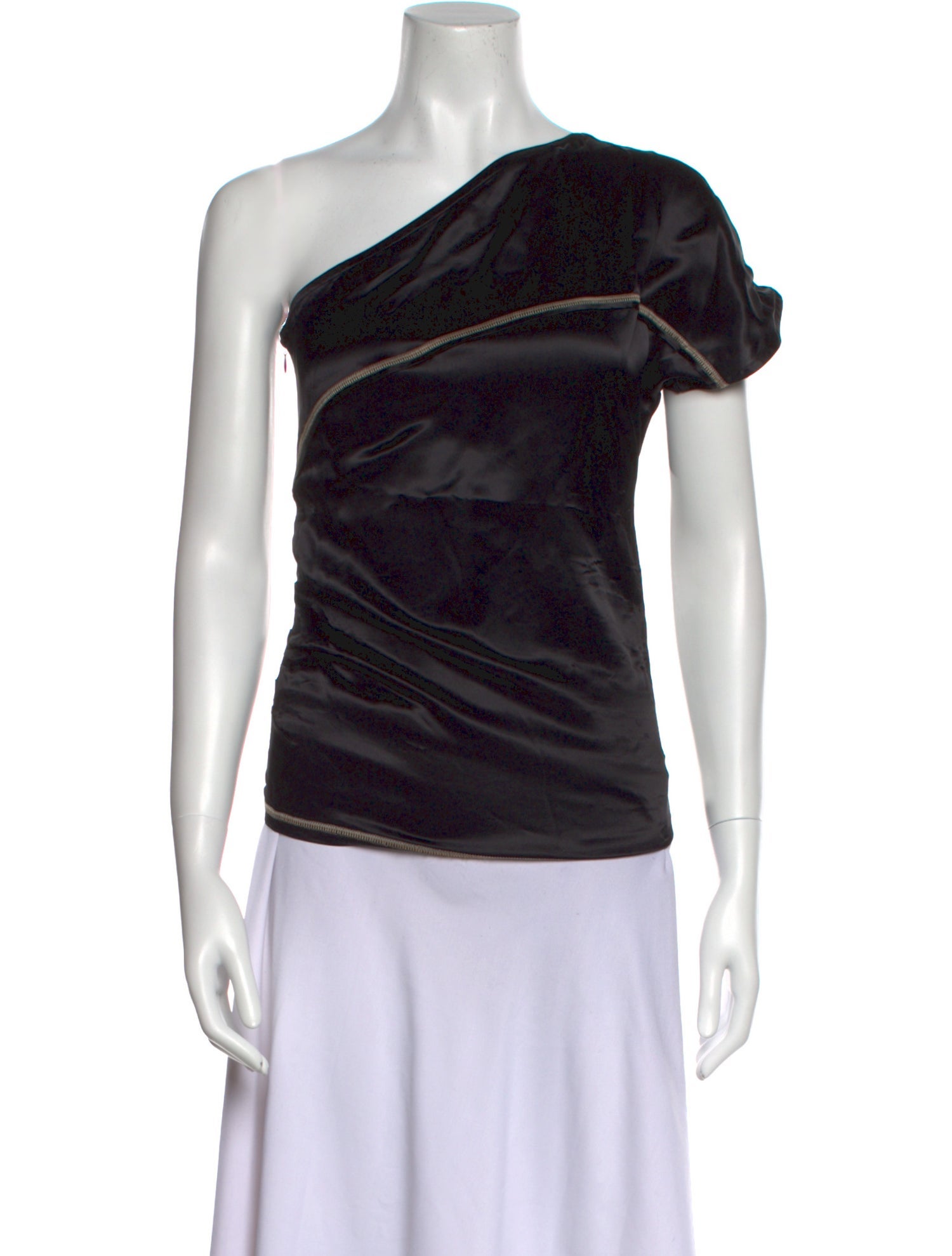 Helmut Lang One-Shoulder Short Sleeve Top