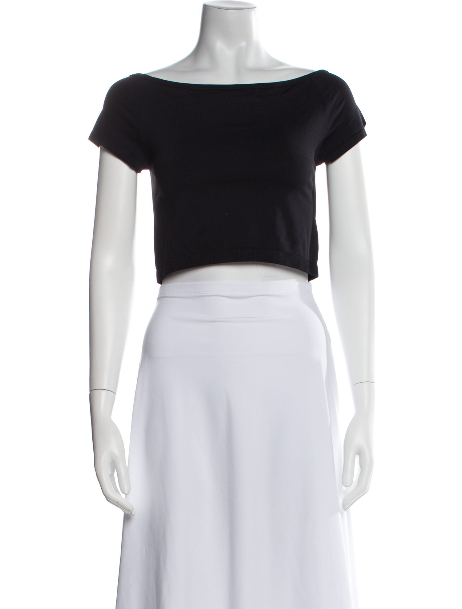 Helmut Lang Bateau Neckline Short Sleeve Crop Top