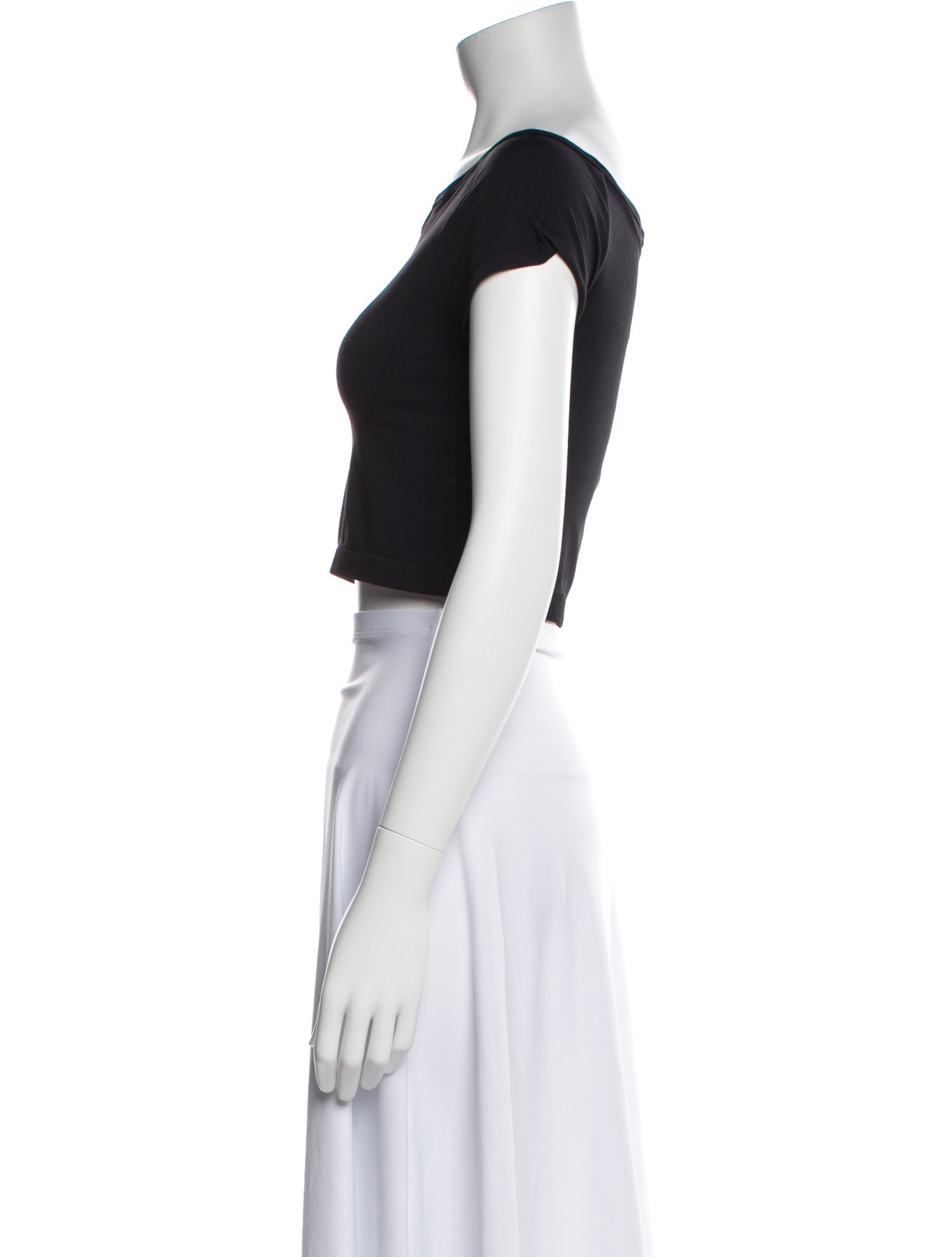 Helmut Lang Bateau Neckline Short Sleeve Crop Top