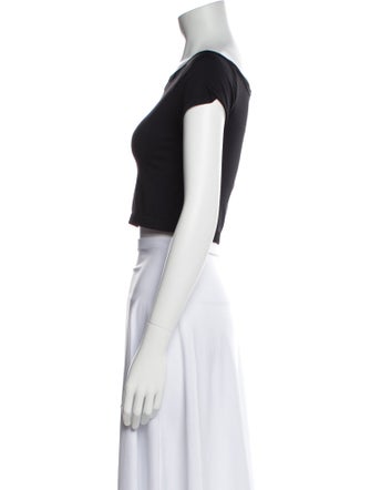 Helmut Lang Bateau Neckline Short Sleeve Crop Top