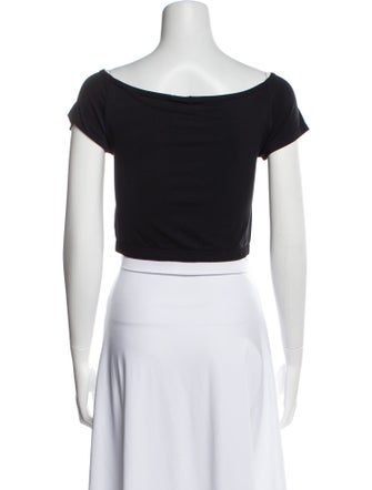 Helmut Lang Bateau Neckline Short Sleeve Crop Top