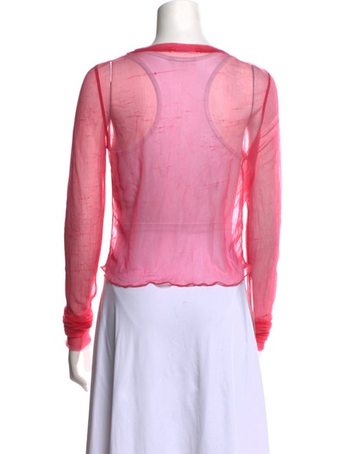 Helmut Lang Mesh Crew Neck Button-Up Top