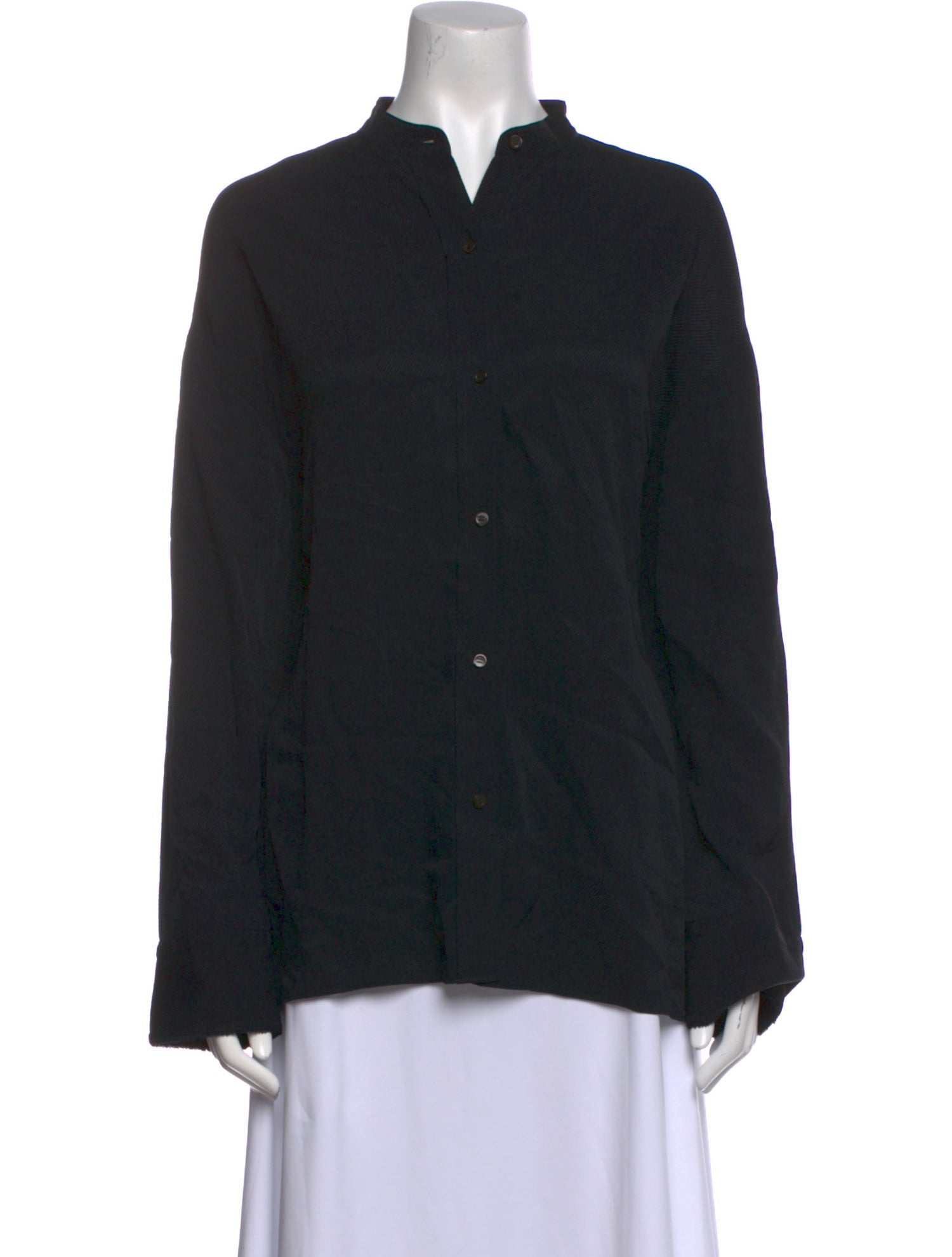 Helmut Lang Mock Neck Long Sleeve Button-Up Top