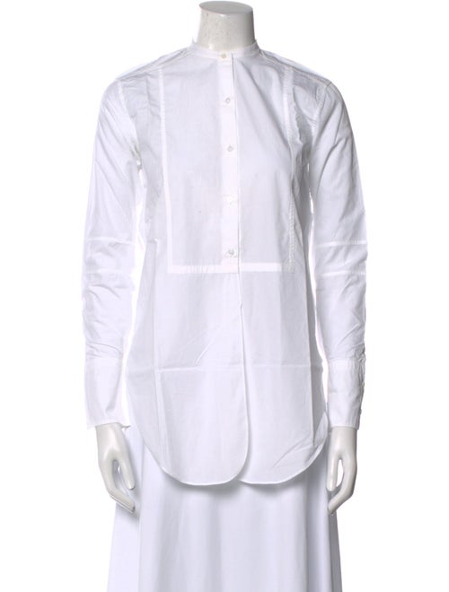 Helmut Lang Mock Neck Long Sleeve Button-Up Top