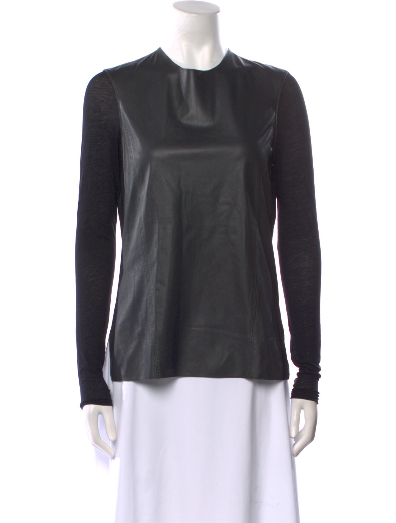 Helmut Lang Lamb Leather Crew Neck Top