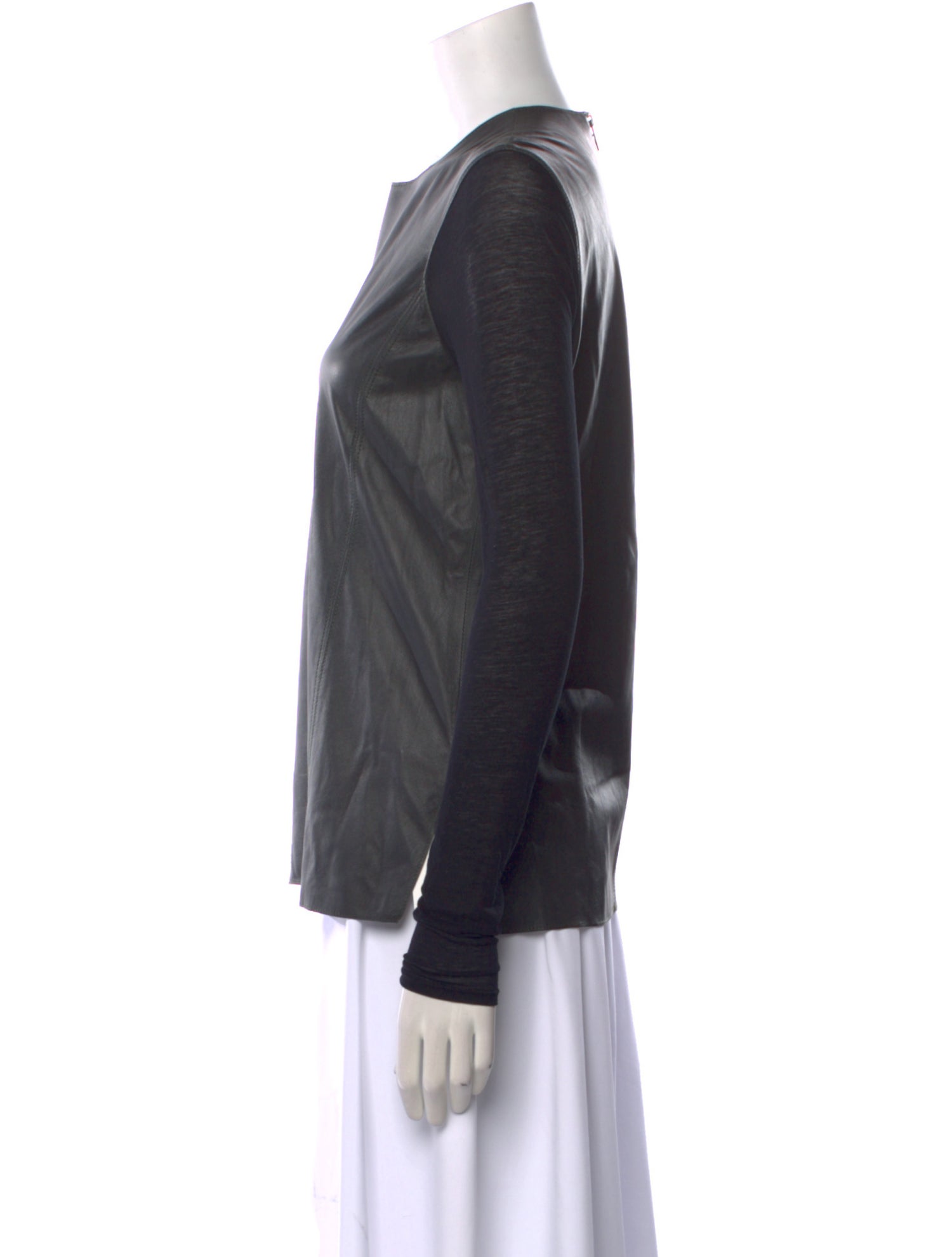 Helmut Lang Lamb Leather Crew Neck Top