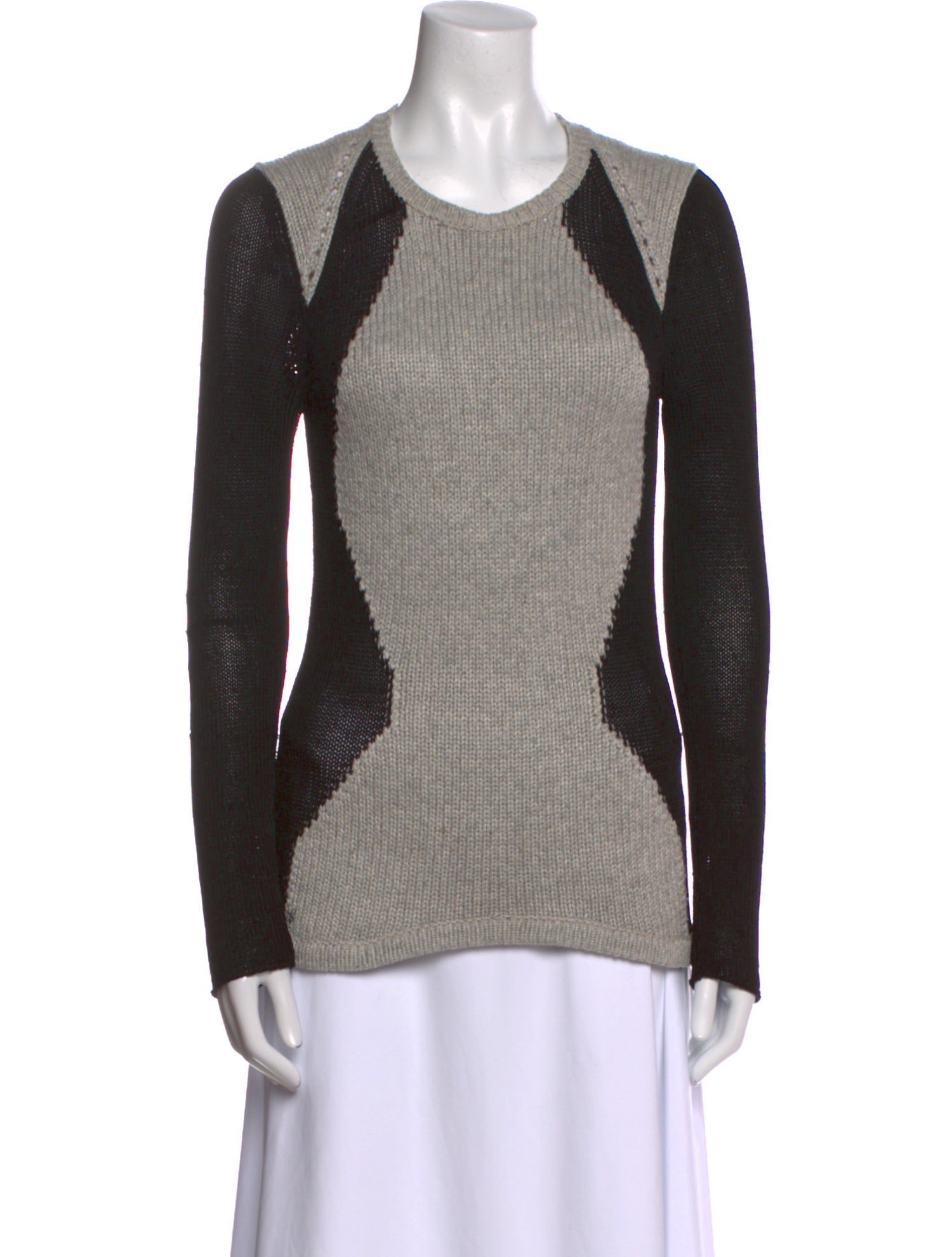 Helmut Lang Colorblock Pattern Scoop Neck Sweater