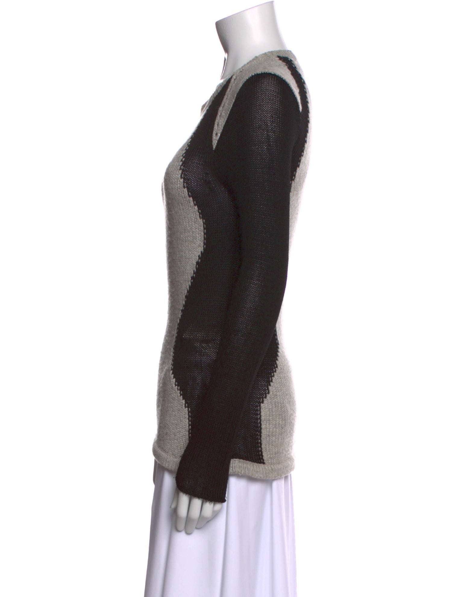Helmut Lang Colorblock Pattern Scoop Neck Sweater