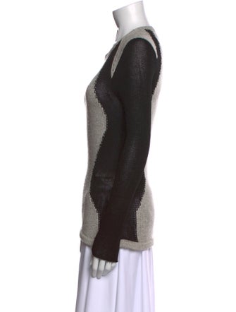 Helmut Lang Colorblock Pattern Scoop Neck Sweater