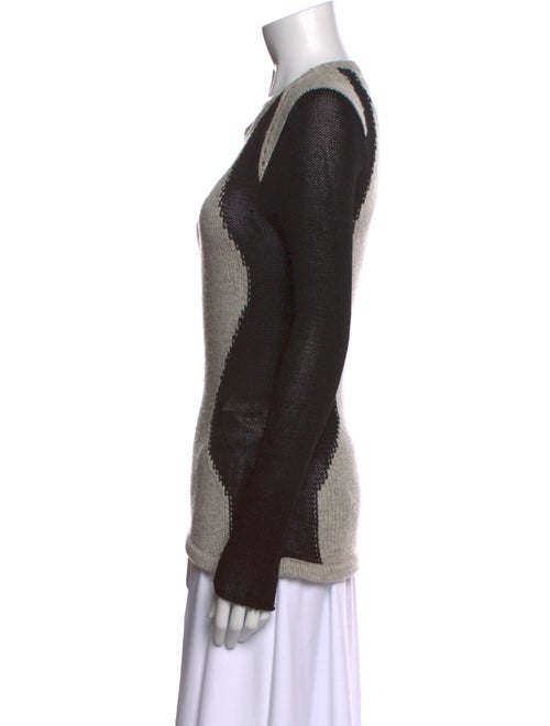 Helmut Lang Colorblock Pattern Scoop Neck Sweater