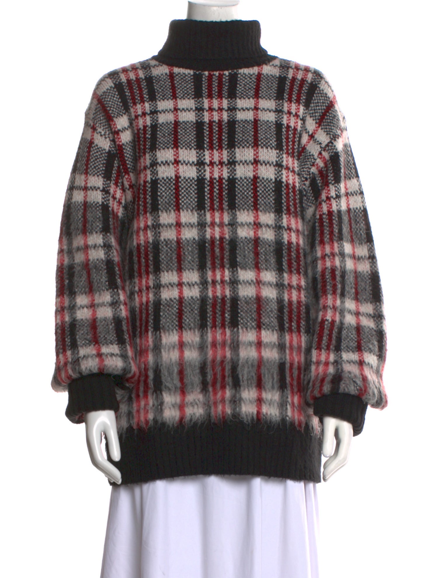 Helmut Lang Plaid Print Mock Neck Sweater