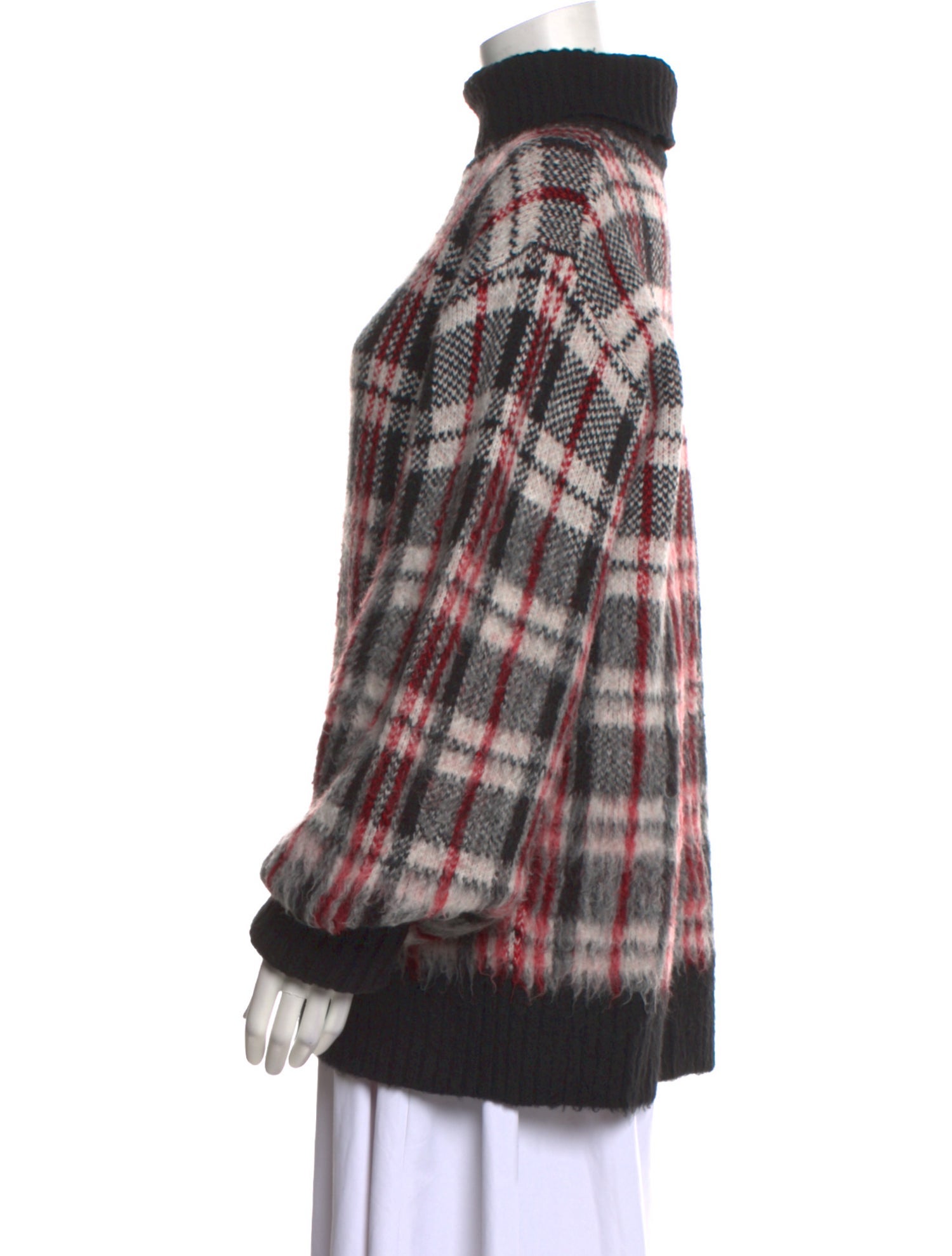 Helmut Lang Plaid Print Mock Neck Sweater