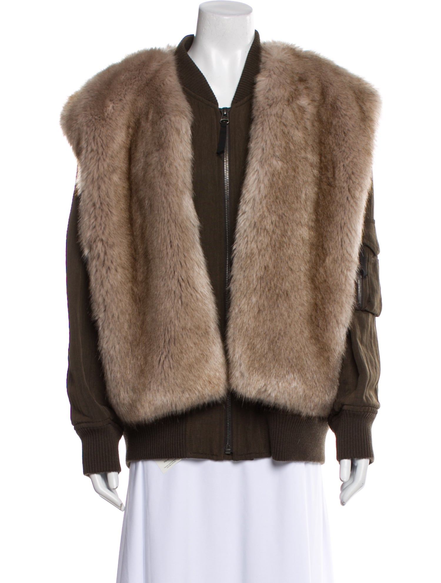 Helmut Lang Colorblock Pattern Faux Fur Jacket
