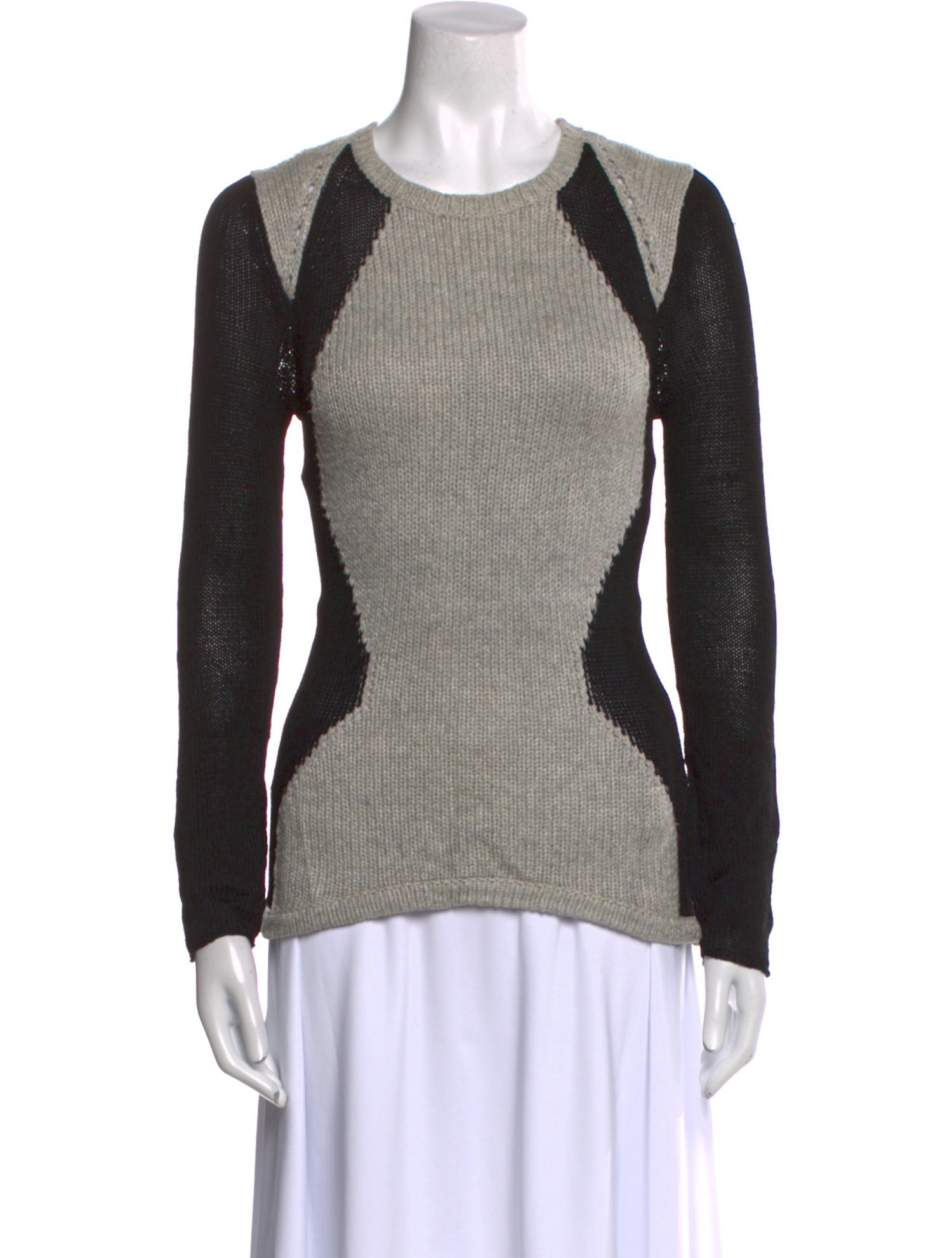 Helmut Lang Colorblock Pattern Scoop Neck Sweater