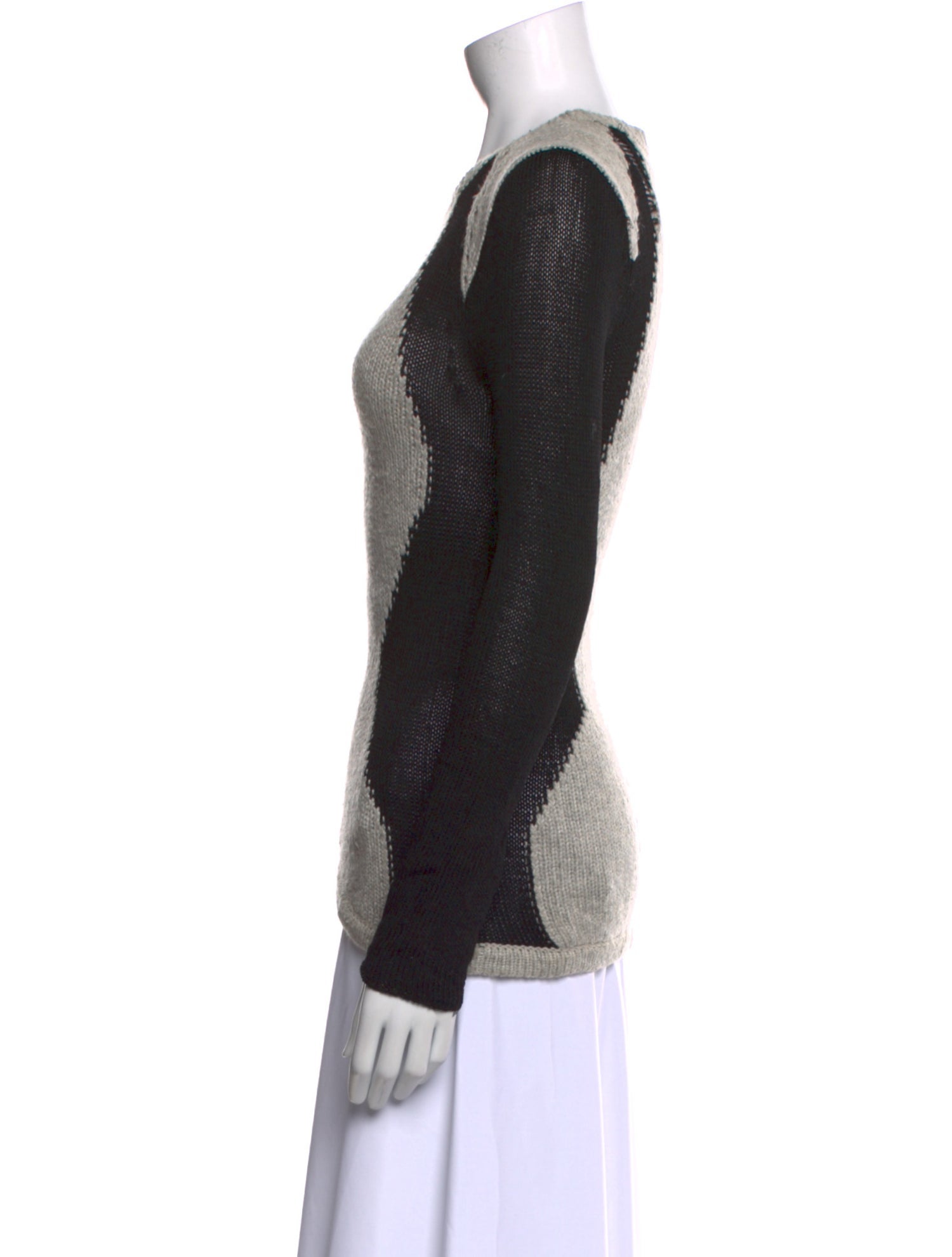 Helmut Lang Colorblock Pattern Scoop Neck Sweater