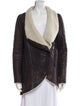 Helmut Lang Shearling Colorblock Pattern Faux Fur Coat