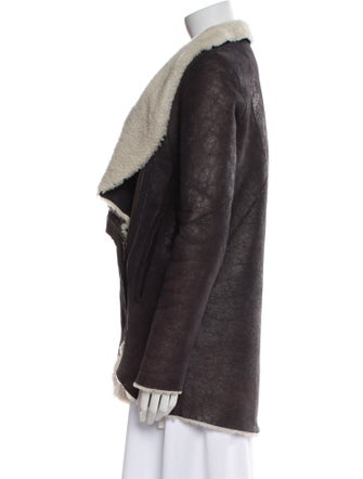 Helmut Lang Shearling Colorblock Pattern Faux Fur Coat