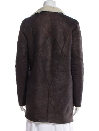 Helmut Lang Shearling Colorblock Pattern Faux Fur Coat